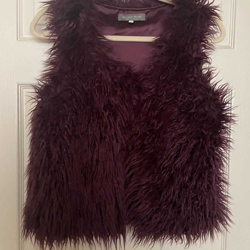 Burgundy Faux Fur Vest by Banana Moon
